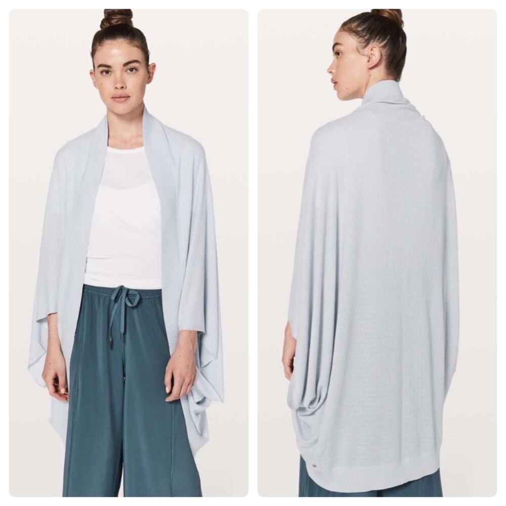 Lululemon Womens Silk Blend Open‎ Front Stillness Wrap Cardigan OS Silver Fox